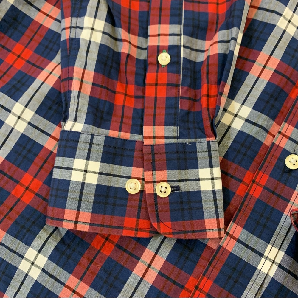 Tommy Hilfiger Men’s Plaid Button Casual Slim Fit Shirt Red/White/Blue Size L - Picture 4 of 6